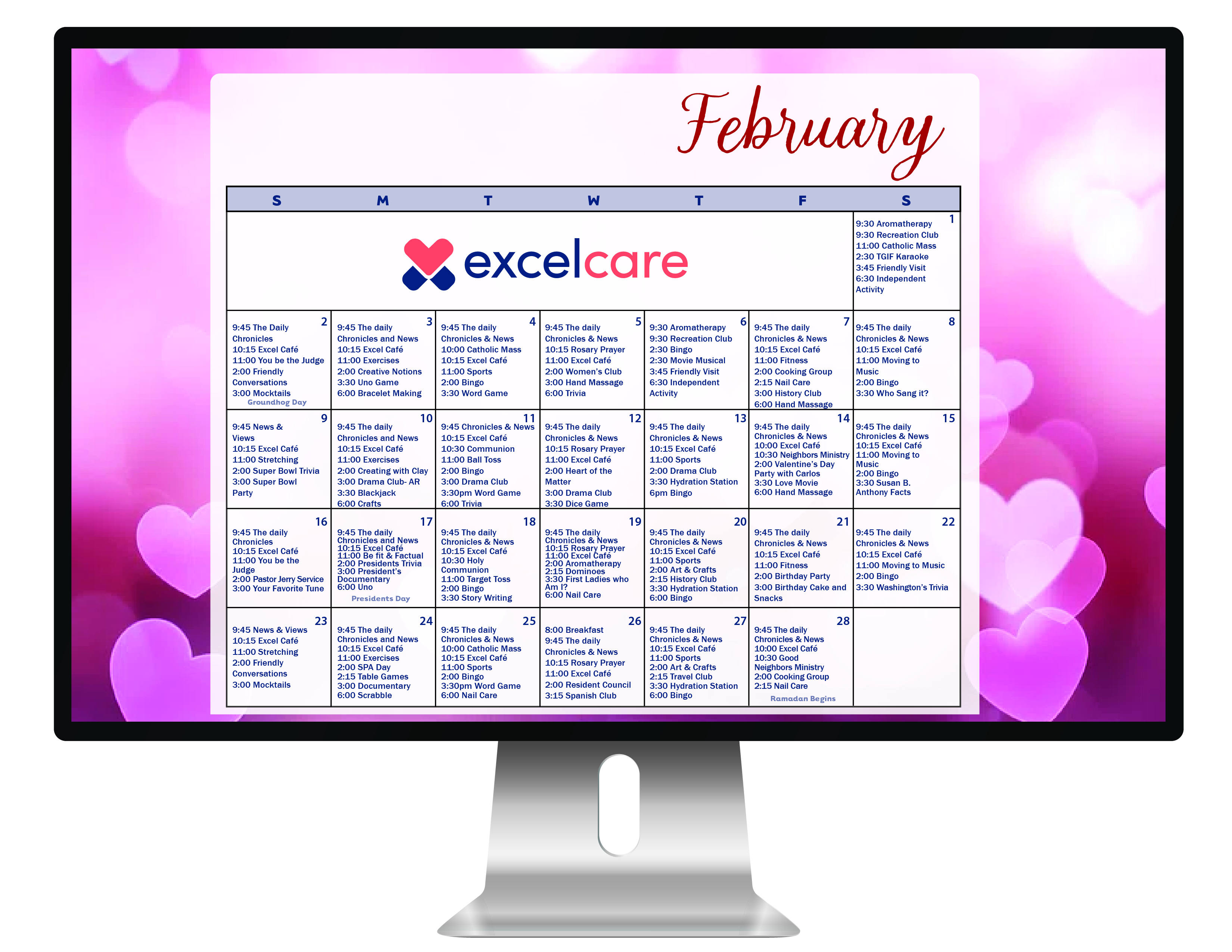 Excelcare Wayne Calendar